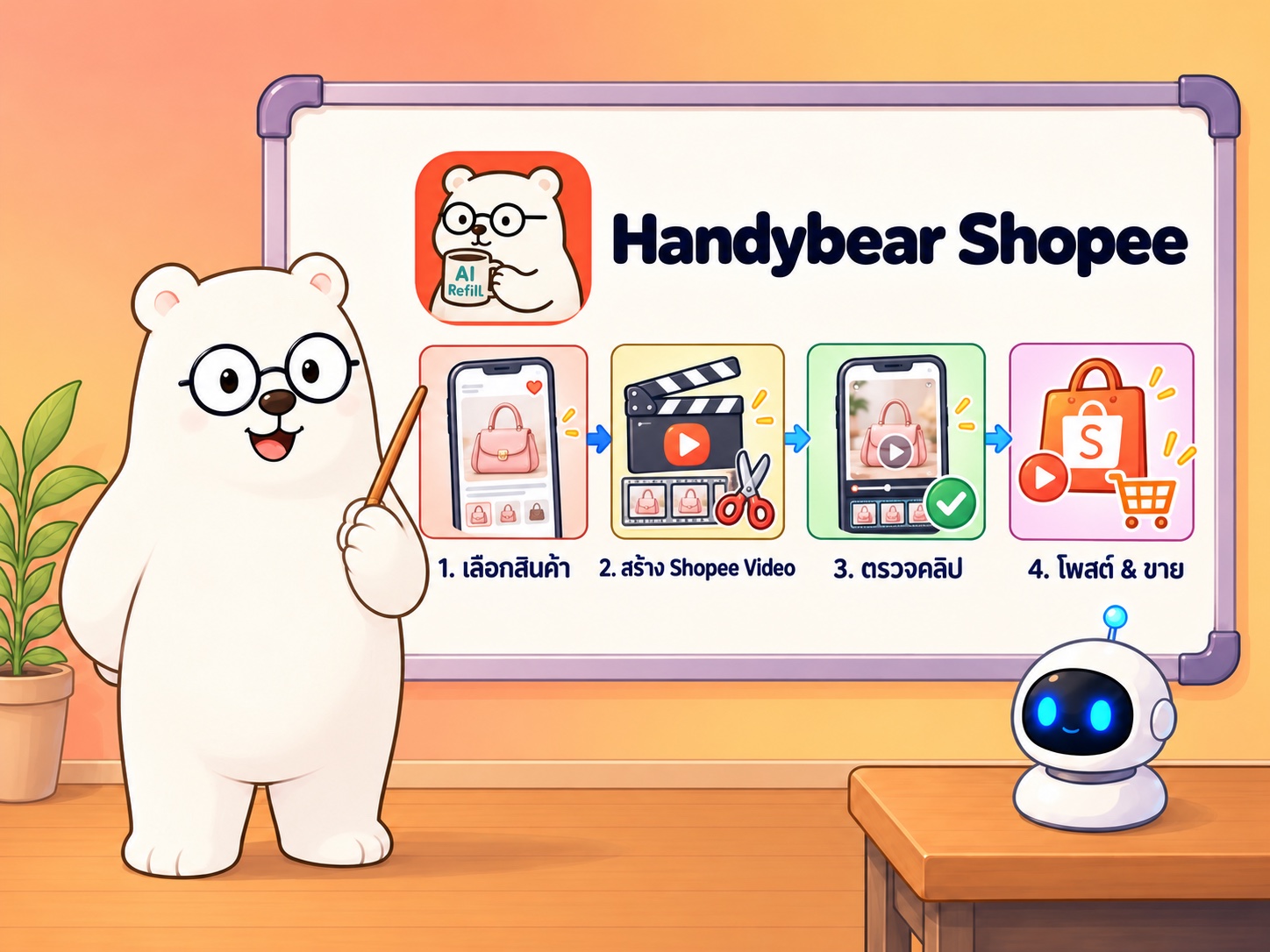 สร้างคลิปขายสินค้า Shopee แบบปั่น ด้วย Handybear-Shopee